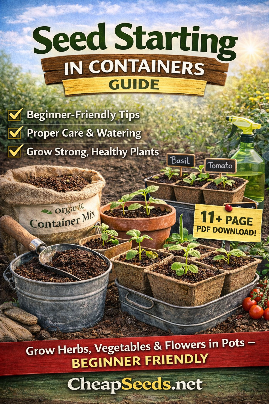 Container Seed Starting Guide PDF Download, Grow Herbs, Vegetables & Flowers in Pots — Beginner Friendly